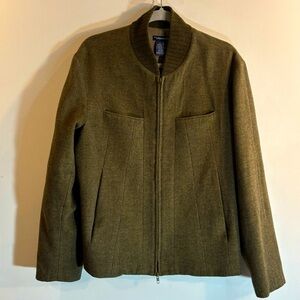 VERGE Sz M Barn Style Jacket Wool Blend Zip Up Pockets Lined Long Sleeve Unisex